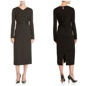 LAFAYETTE 148 Black Long Sleeve Wrap Front Dress